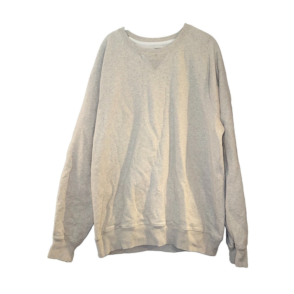 J Crew Sweatshirt Mens XLT Beige Vintage‎ Fleece Cotton Raglan Preppy Pullover